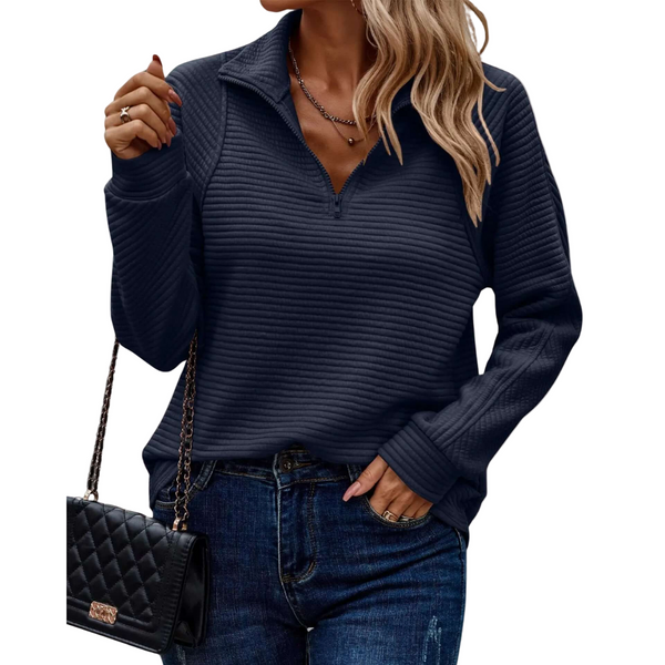 Sweter Stacey | Damski sweter z dzianiny z półzamkiem