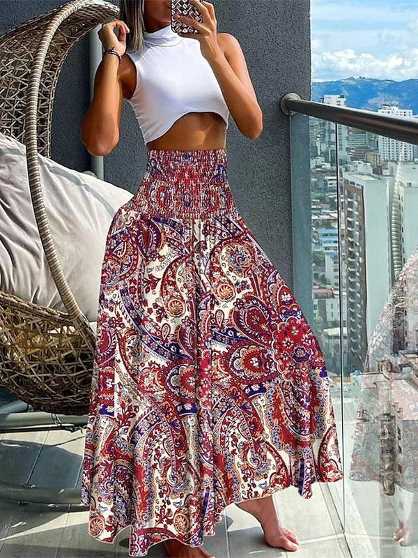 Spódnica Boho w kształcie litery A z wysokim stanem | Na elegancki letni look
