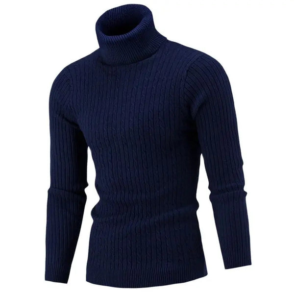 Męski sweter typu golf w warkocze