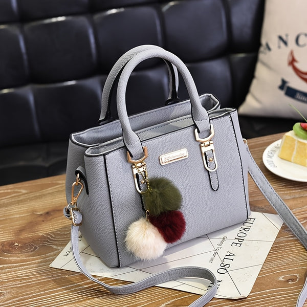 Torebka damska crossbody | Stylowa torba o fakturze lychee z brelokiem