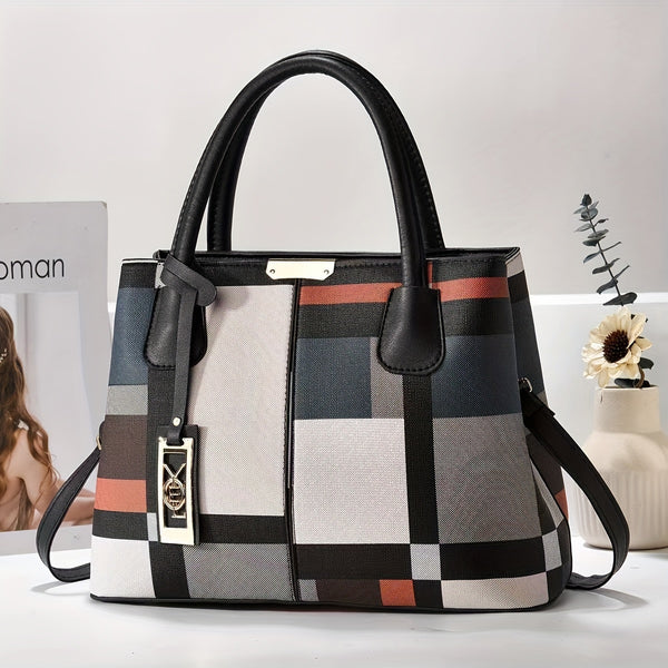 Torebka damska w kratę | Elegancka torba na ramię o dużej pojemności