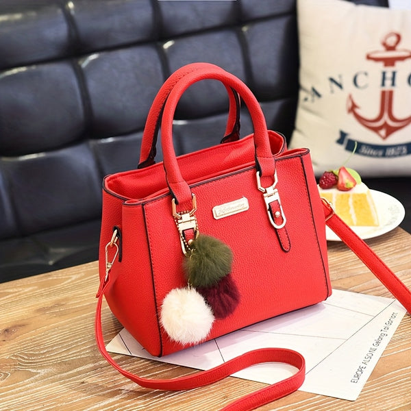 Torebka damska crossbody | Stylowa torba o fakturze lychee z brelokiem