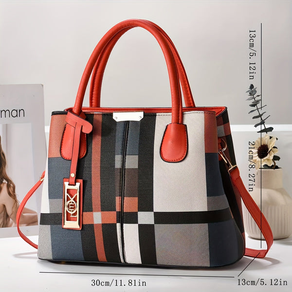 Torebka damska w kratę | Elegancka torba na ramię o dużej pojemności