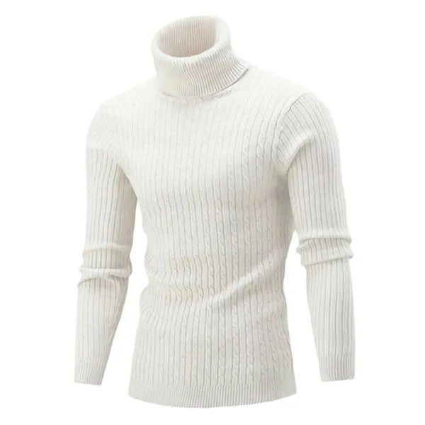 Męski sweter typu golf w warkocze