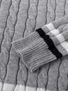 Męski sweter w sploty | Biały sweter z dekoltem w serek