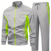 Męski dres treningowy | Czarny komplet sportowy z neonowym zamkiem i spodniami