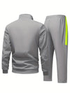 Męski dres treningowy | Czarny komplet sportowy z neonowym zamkiem i spodniami