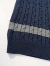 Męski sweter | Sweter z warkoczem, okrągły dekolt i kolorowe pasy