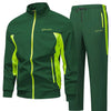 Męski dres treningowy | Czarny komplet sportowy z neonowym zamkiem i spodniami