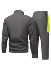 Męski dres treningowy | Czarny komplet sportowy z neonowym zamkiem i spodniami
