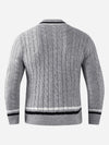 Męski sweter w sploty | Biały sweter z dekoltem w serek