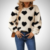 Sweter z sercami | Damski sweter teddy z nadrukiem serc