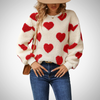 Sweter z sercami | Damski sweter teddy z nadrukiem serc